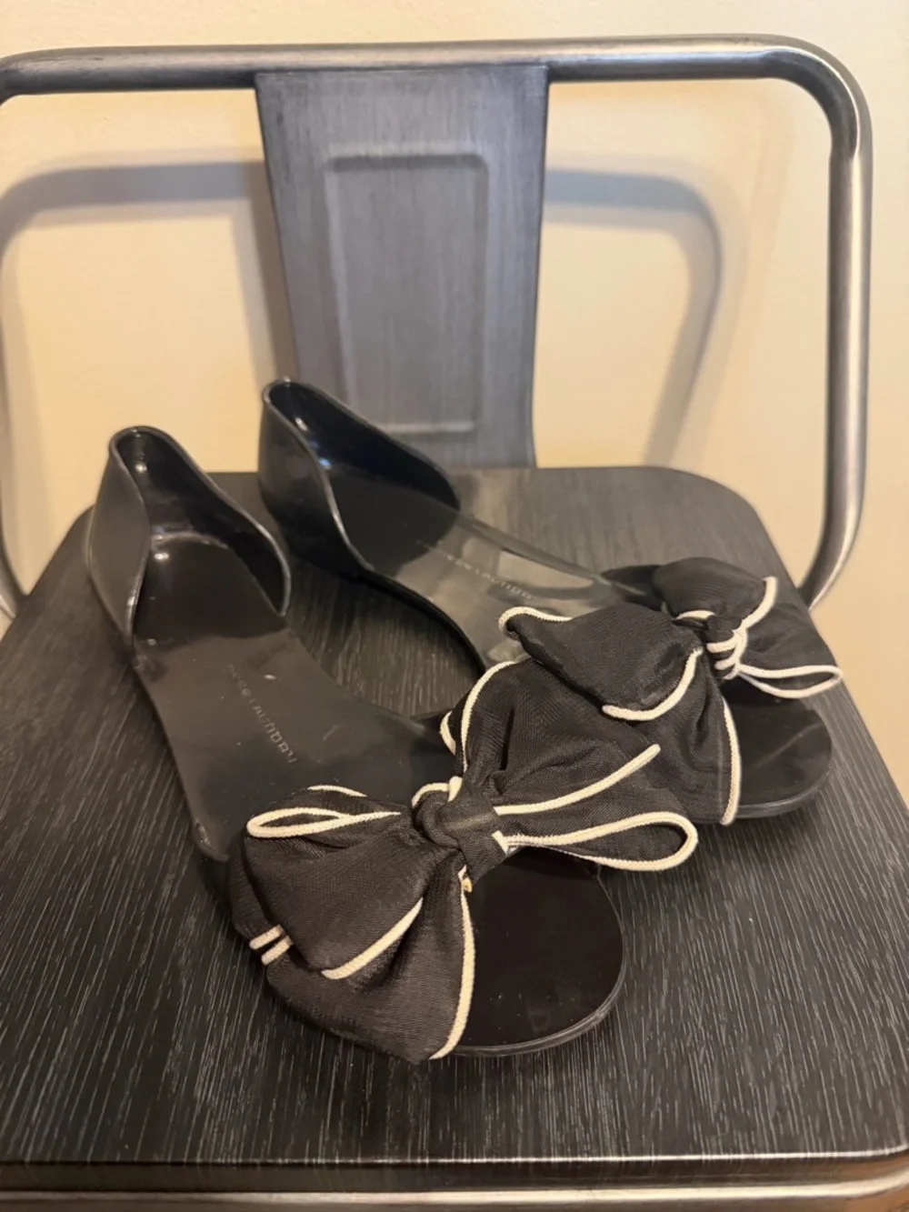 Chinese Laundry Black Bow Ballet Flats Size 8 Coquette Style